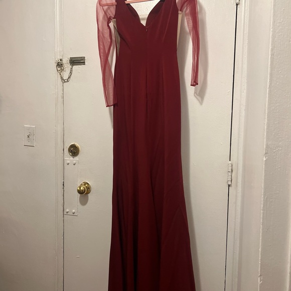 Silky Satin Maxi evening Dress in Burgundy Red - Picture 8 of 8